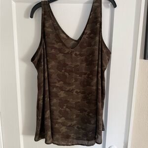 Lane Bryant Brown and Olive Camouflage Tank Top